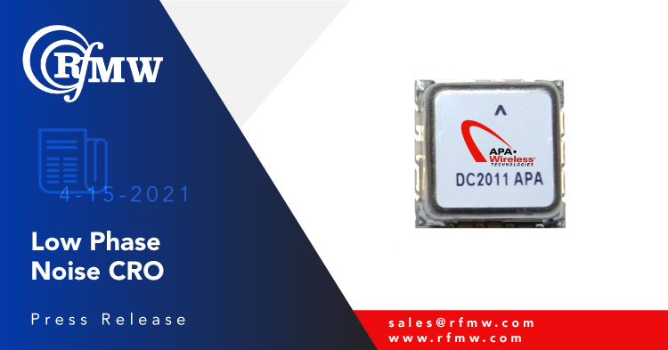 The APA Wireless R1920SMUA5CR CRO delivers -121 dBc/Hz typical phase noise at 10 KHz offset at its operating range of 1920 MHz.