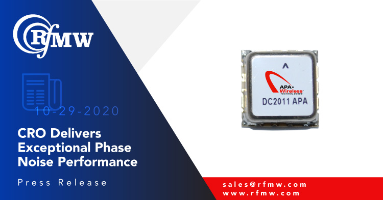 The APA Wireless coaxial resonator oscillators (CRO) R3200SMUA8CR delivers -117 dBc/Hz phase noise at 10 KHz offset at its operating frequency of 3200 MHz. 