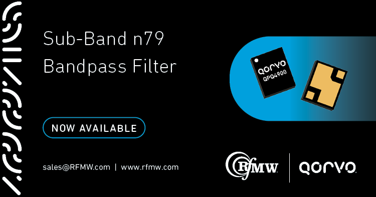 The Qorvo QPQ4900 is a compact, BAW band pass filter with 4920 MHz center frequency and 160 MHz bandwidth