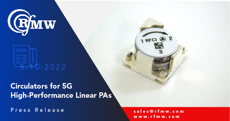 RFCI Circulators serve 5G linear PA designs from 3100 to 5000MHz