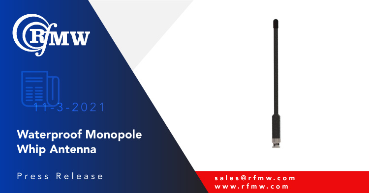 The 1000-046 omni-directional antenna operates from 330 to 360 MHz with a peak gain of 2.0 dBi.